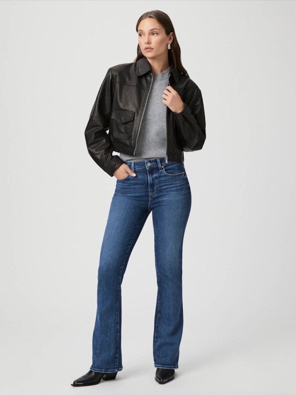 High Rise Laurel Canyon 32" Bootcut Jean in Mid/Dark Blue